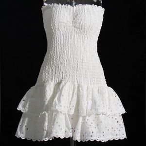 COPY - White ruffle smocked dress